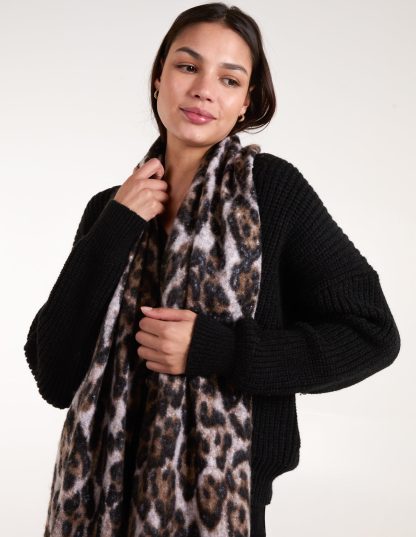 Leopard Print Scarf - ONE / TAUPE