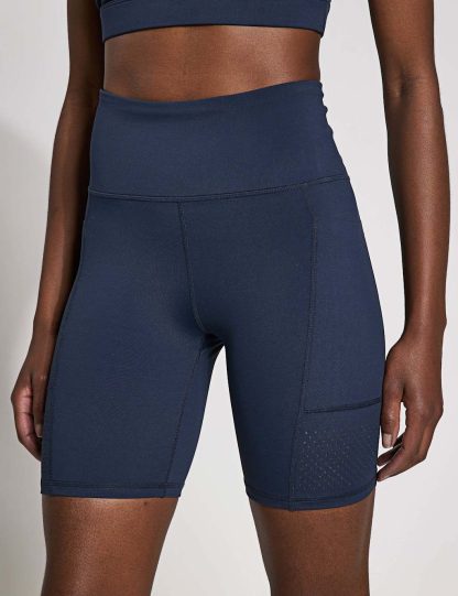 Lilybod Women's Lottie High Waisted Gym Shorts - Navy, Navy,Black