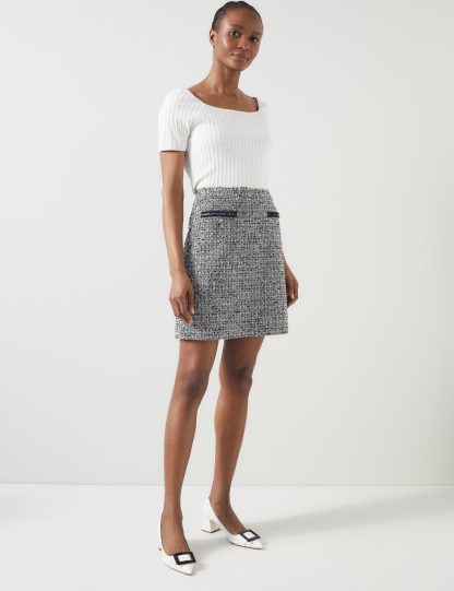 Lk Bennett Women's Cotton Rich Tweed Mini A-Line Skirt - 12 - Multi, Multi