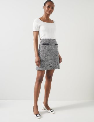 Lk Bennett Women's Cotton Rich Tweed Mini A-Line Skirt - 8 - Multi, Multi