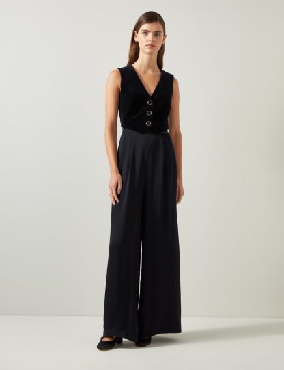 Lk Bennett Women's Waistcoat Culotte Sleeveless Jumpsuit - 18PET - Black, Black