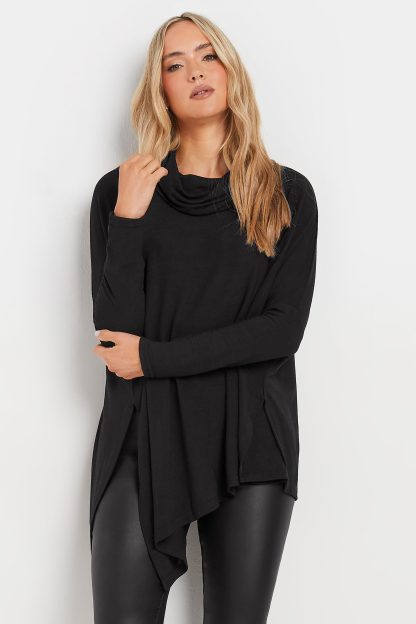Lts Tall Black Hanky Hem Top 22-24 Lts | Tall Women's Long Sleeve Tops