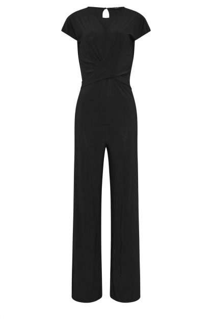 Lts Tall Black Twist Front Wide Leg Jumpsuit 22-24 Lts | Tall Women's Jumpsuits