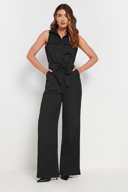 Lts Tall Black Woven Sleeveless Wide Leg Jumpsuit 10 Lts | Tall Women's Jumpsuits