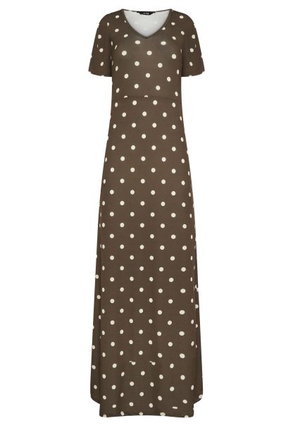 Lts Tall Brown Spot Angel Sleeve Maxi Dress 22-24 Lts | Tall Women's Maxi Dresses