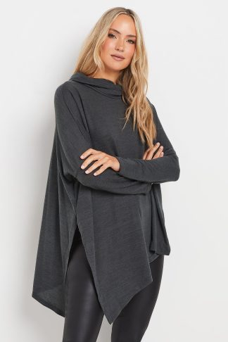 Lts Tall Grey Hanky Hem Top 22-24 Lts | Tall Women's Long Sleeve Tops