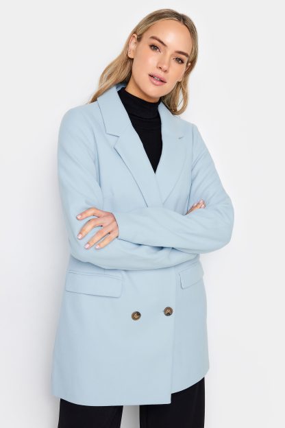 Lts Tall Light Blue Double Breasted Brushed Jacket 22 Lts | Tall Women's Coats