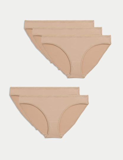 M&S Collection Women's 5pk Microfibre Low Rise Bikini Knickers - 12 - Rose Quartz, Rose Quartz