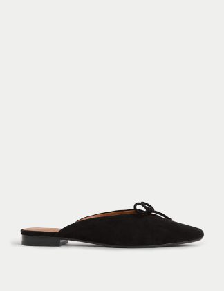 M&S Collection Women's Suede Slip On Flat Ballet Pumps - 5 - Black, Black