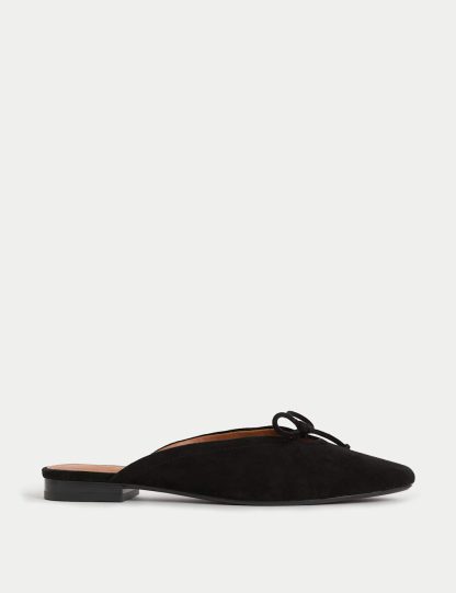 M&S Collection Women's Suede Slip On Flat Ballet Pumps - 5 - Black, Black