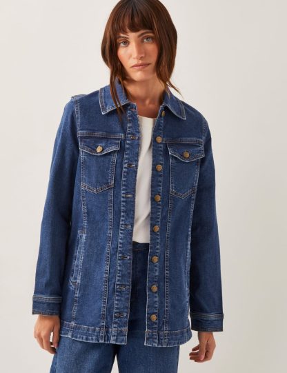 Monsoon Women's Pure Cotton Denim Jacket - XXL - Blue Denim, Blue Denim