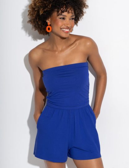 Pour Moi Women's Jersey Bandeau Beach Playsuit - 18 - Bright Blue, Bright Blue