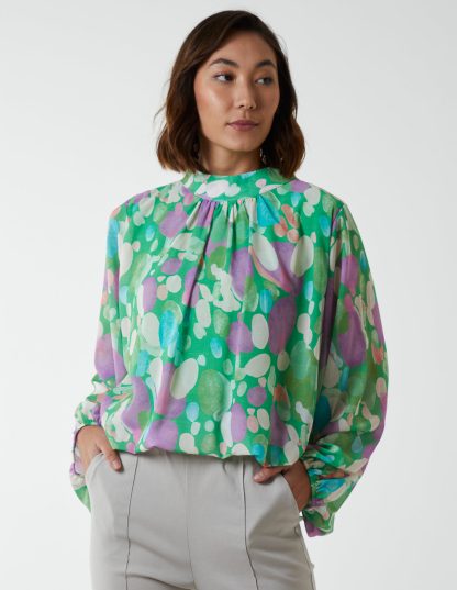 Puffball Chiffon Top - S/M / LIME