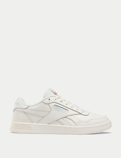 Reebok Women's Court Advance Leather Lace Up Trainers - 3.5 - Cream Mix, Cream Mix,Camel,Soft White