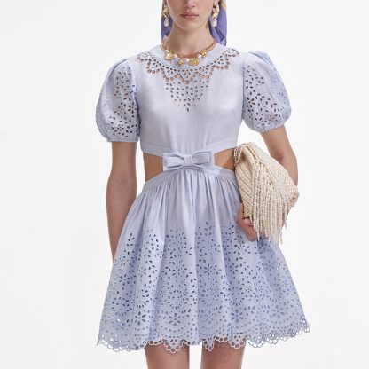 Self-Portrait Broderie Cutout Poplin Mini Dress - UK 6