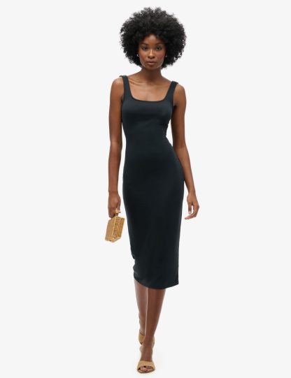 Superdry Women's Jersey Square Neck Midi Bodycon Dress - 8 - Black, Black