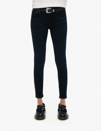 Superdry Women's Mid Rise Skinny Jeans - 3230 - Black, Black