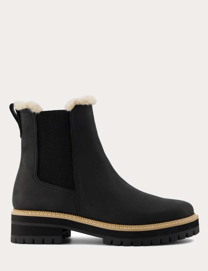 Toms Women's Leather Flat Chelsea Boots - 4 - Black, Black