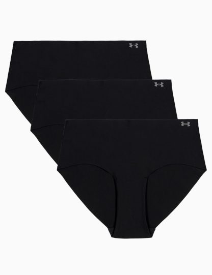 Under Armour Women's 3pk Pure Stretch No Show Hipster Knickers - Black, Black,Beige,Multi