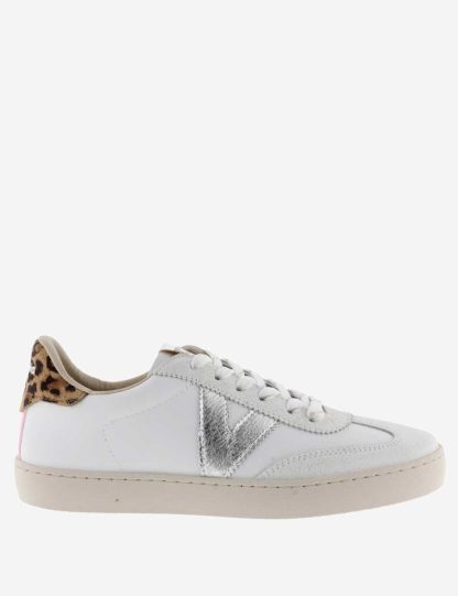 Victoria Women's Berlin Metallic Leather Trainers - 7 - White Mix, White Mix