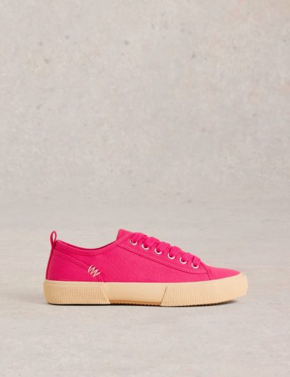 White Stuff Women's Canvas Trainers - 4 - Pink, White,Pink,Blue,Green,Natural,Yellow