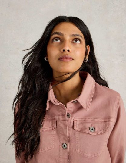 White Stuff Women's Cotton Rich Denim Jacket - 14REG - Pink, Pink