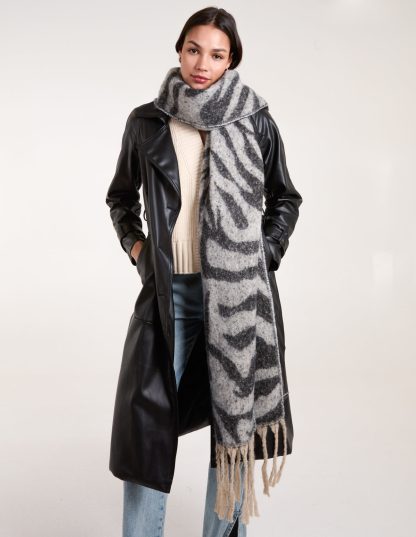 Zebra Print Scarf - ONE / GREY PATTERN
