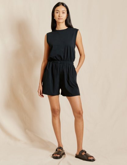 Albaray Women's Pure Cotton Playsuit - 12 - Black, Black