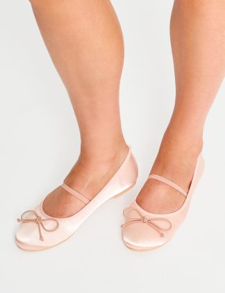 Alexia Pink Wide Fit Satin Flat Ballet Pumps