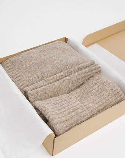 Anthology Wool Mix Scarf Gift Set Box Light Brown - Anthology - Size: ONE SIZE