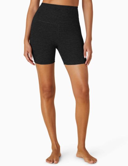 Beyond Yoga female Spacedye Keep Pace High Waisted Biker Gym Shorts - XS - Black, Black,Pink Magenta