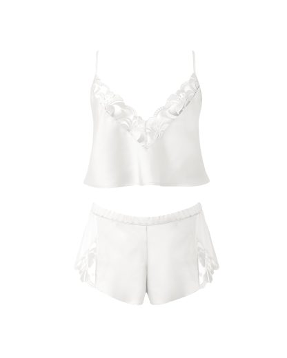 Bluebella Leonora Luxury Satin Cami and Short Set White/Sheer - 10