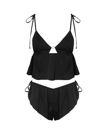 Bluebella Nicole Luxury Satin Cami and Short Set Black - 10