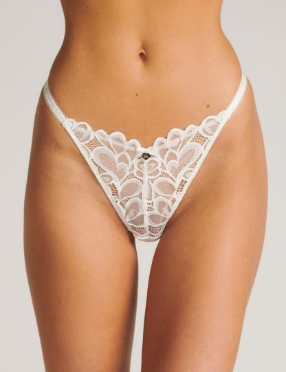 Boux Avenue Women's Heidi Floral Lace Thong - 8 - Ivory, Ivory