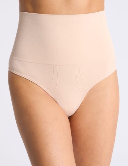 Boux Avenue Women's High Waist Shaping Thong - L - Natural, Black,Natural