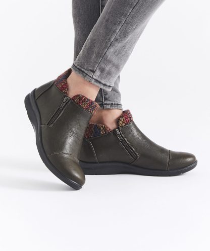 Damart Cushion-walk Tweed-look Trim Ankle Boots