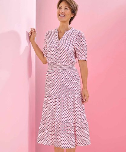 Damart Elasticated Waist Tiered Print Dress