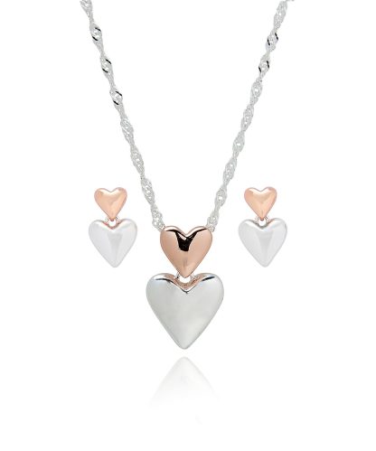Damart Heart Earrings & Necklace Set