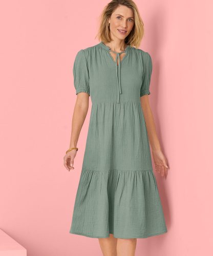 Damart Pure Cotton Tiered Dress