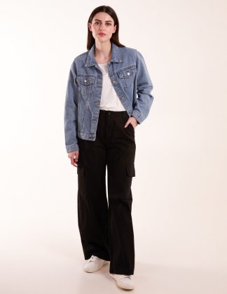 Denim Jacket With Pockets - S / DENIM