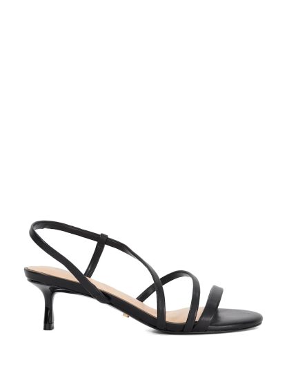 Dune London Women's Leather Ankle Strap Kitten Heel Sandals - 7 - Black, Ecru,Black