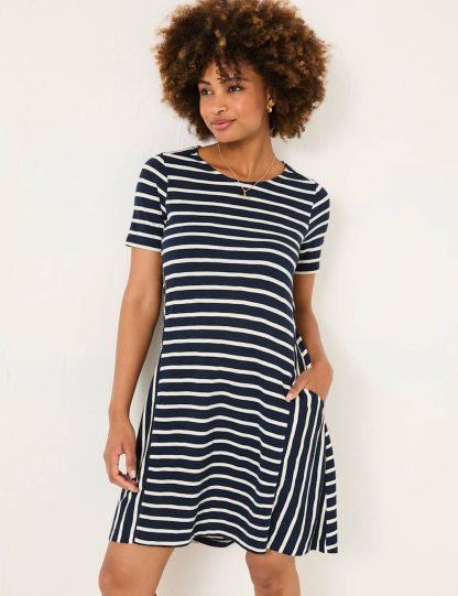 Fatface female Cotton Rich Striped Mini Skater Dress - 18REG - Multi, Multi