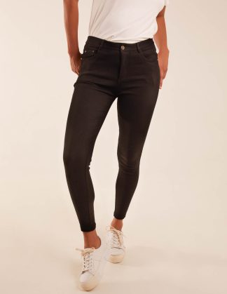 Fleece Lined Mid Rise Skinny Ankle Jeans - 12 / BLACK