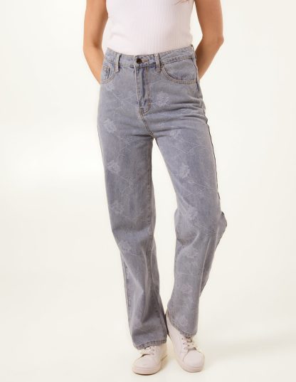 Flower Embroidered Jeans - 8 / DENIM