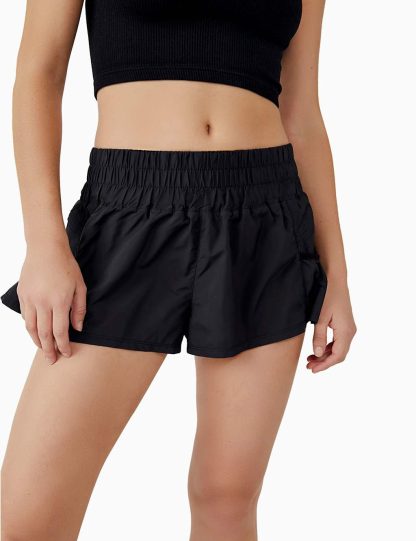 Fp Movement Women's Get Your Flirt On High Waisted Gym Shorts - Black, Pink,Oatmeal,Black