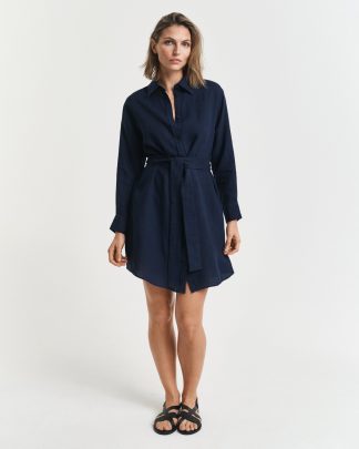 GANT Women Belted Linen Shirt Dress (36)