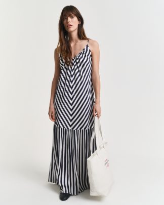 GANT Women Chevron Striped Maxi Dress (44)
