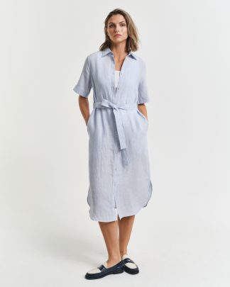 GANT Women Linen Short Sleeve Shirt Dress (40)