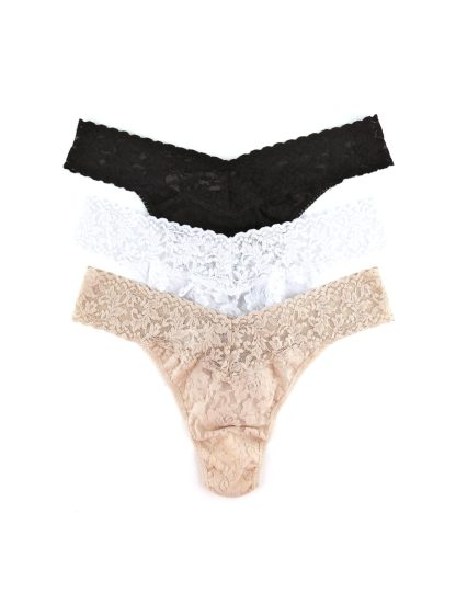 Hanky Panky Women's 3pk Original Rise Signature Lace Thongs - Multi, Multi
