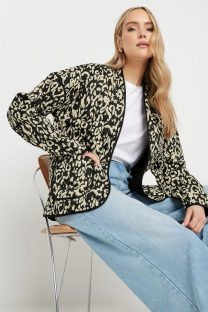 Lts Tall Black Abstract Quilted Jacket 24 Lts | Tall Women's Bomber Jackets